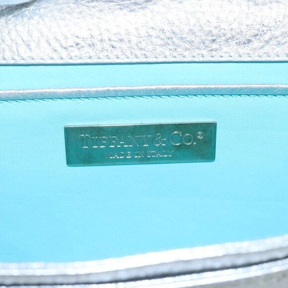 TIFFANY&Co. Chain Shoulder Bag Leather Silver Auth 110794